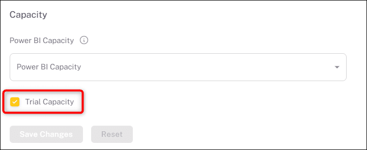 Trial Capacity checked in the Capacity section of Global Settings