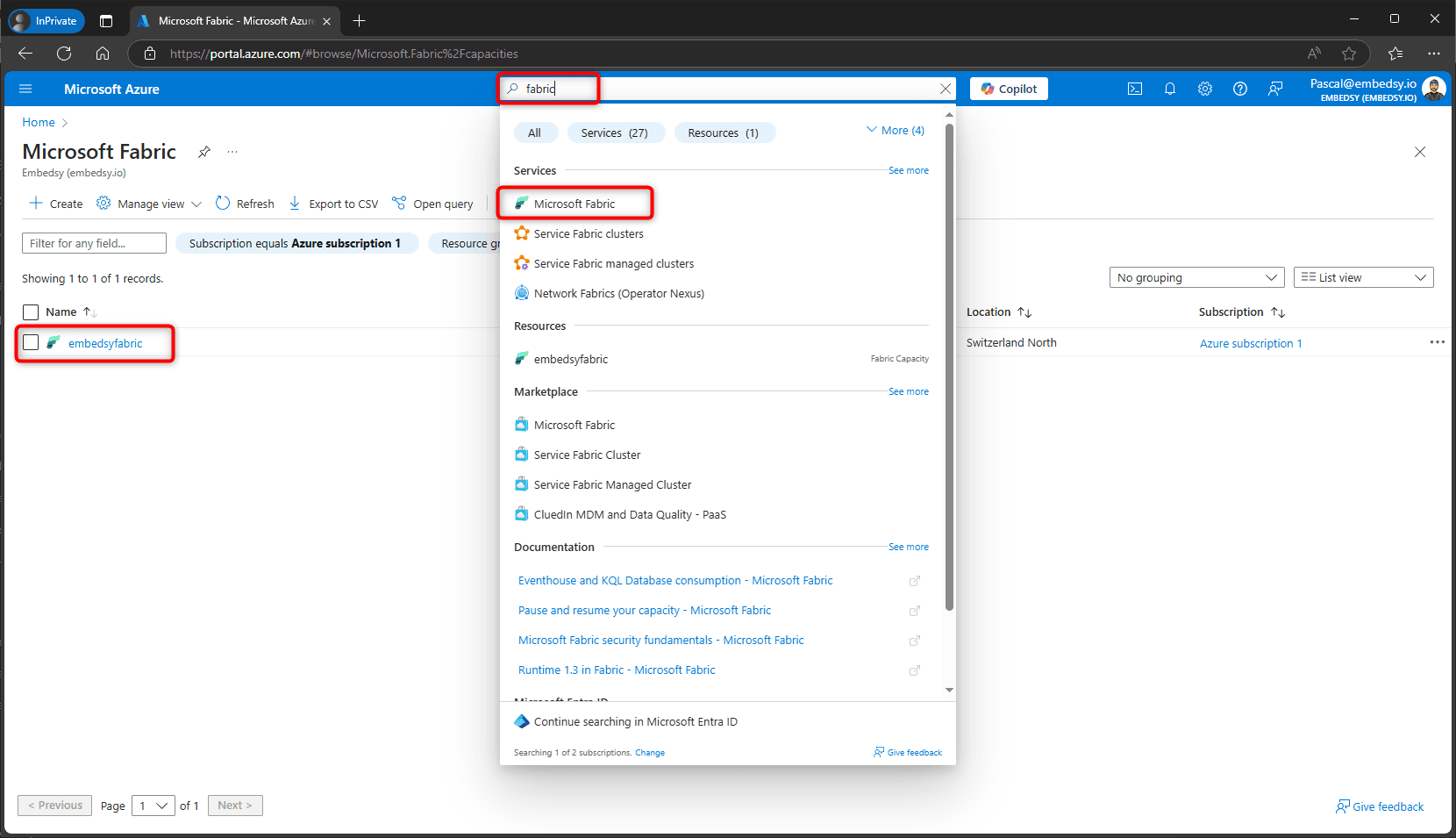 Microsoft Fabric capacities in the Azure Portal