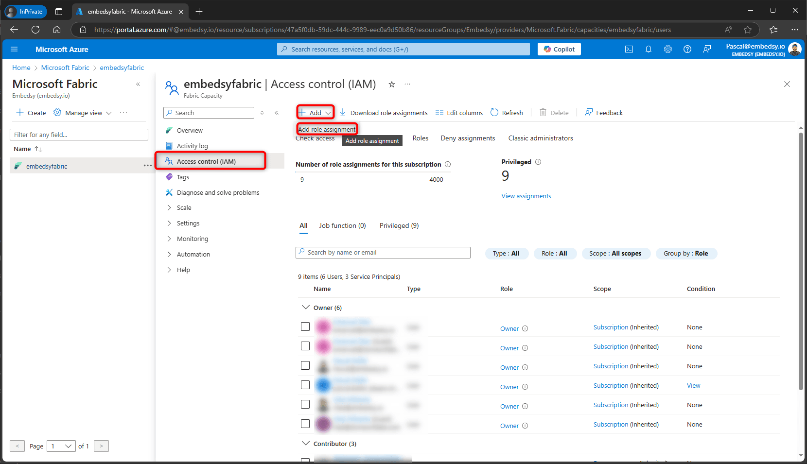 Add role assignment in Access control (IAM)