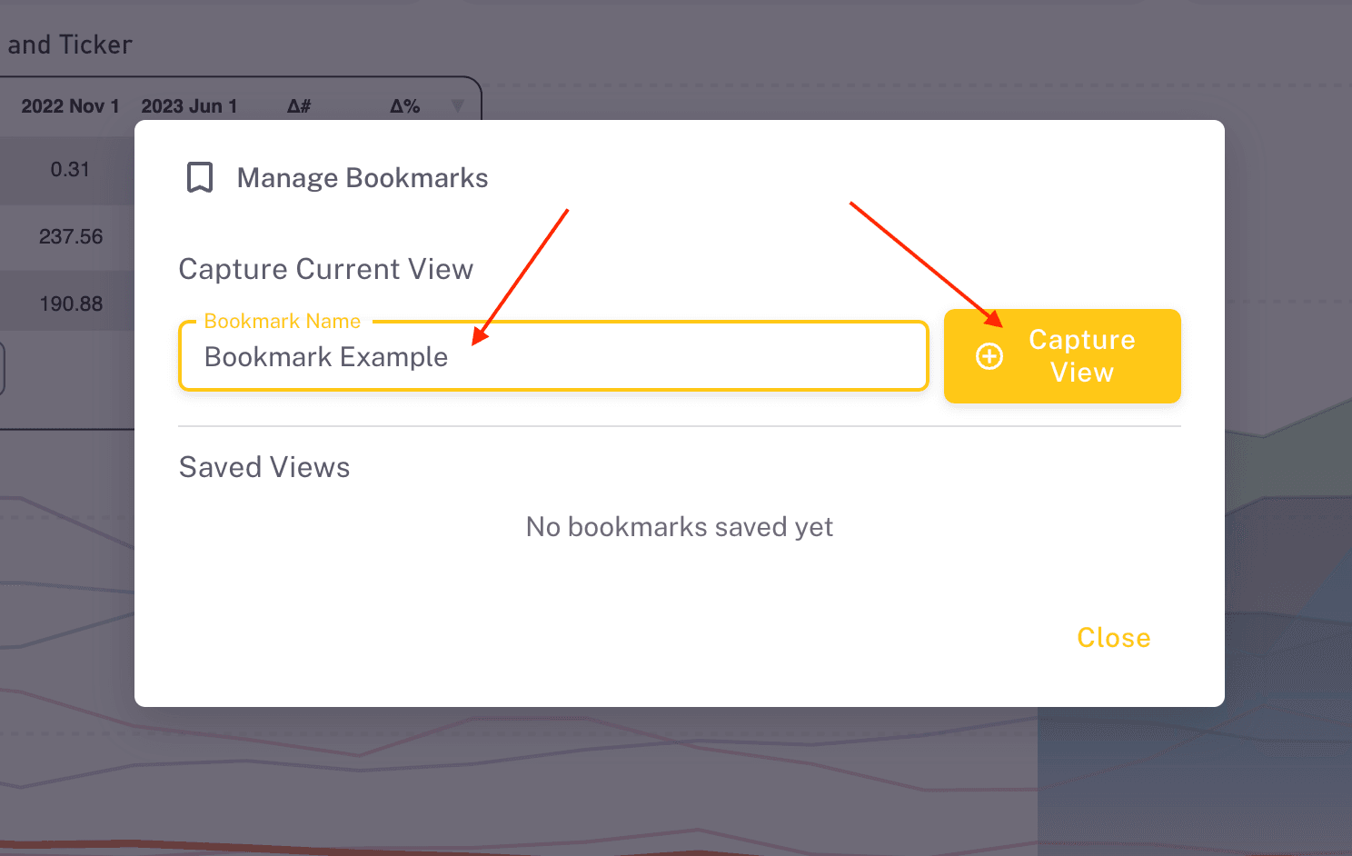 Manage Bookmarks - capture current view