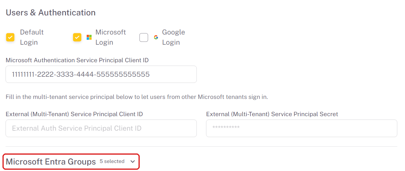 The collapsed Microsoft Entra Groups section of Global Settings
