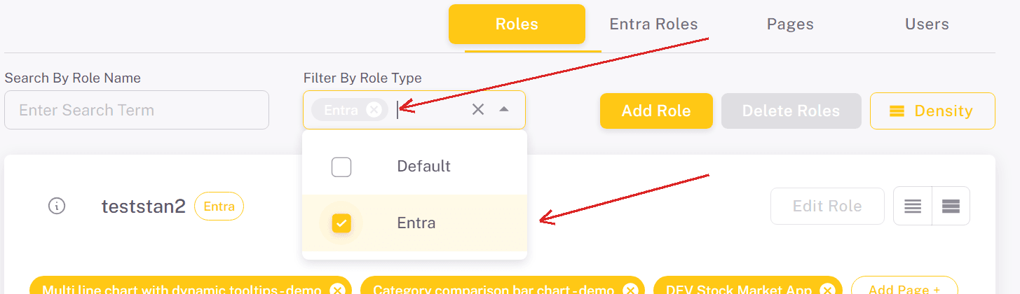 Filtering the role list by the Entra role type