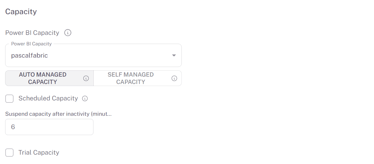 The Capacity section of Global Settings