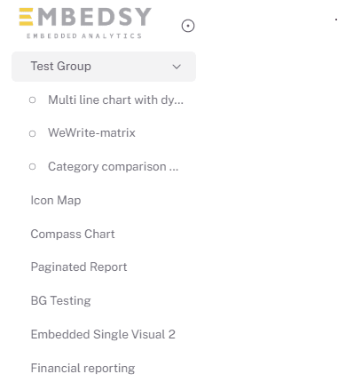 Navigation menu with grouped and sorted items in the Embedsy Portal