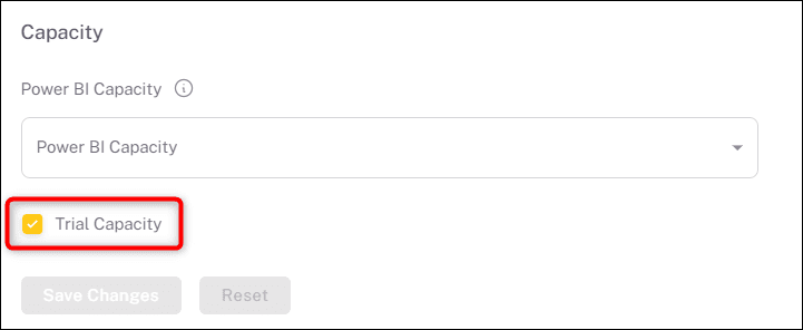 Trial Capacity checked in the Capacity section of Global Settings