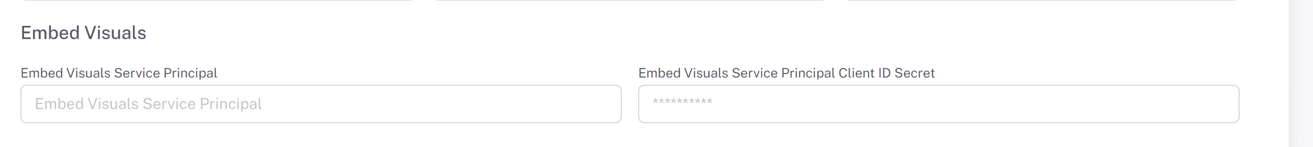 Embed Visuals service principal settings
