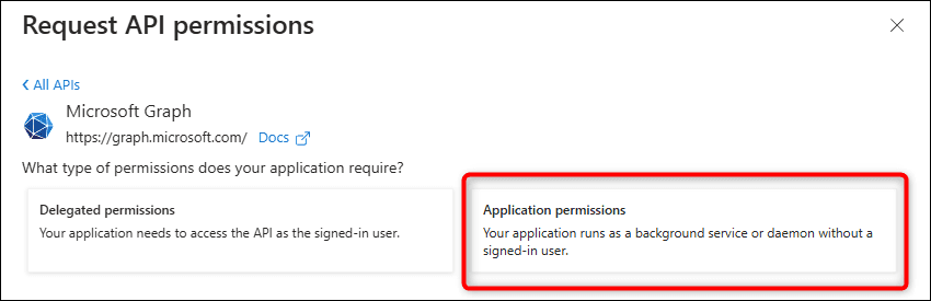 Application permissions for Microsoft Graph