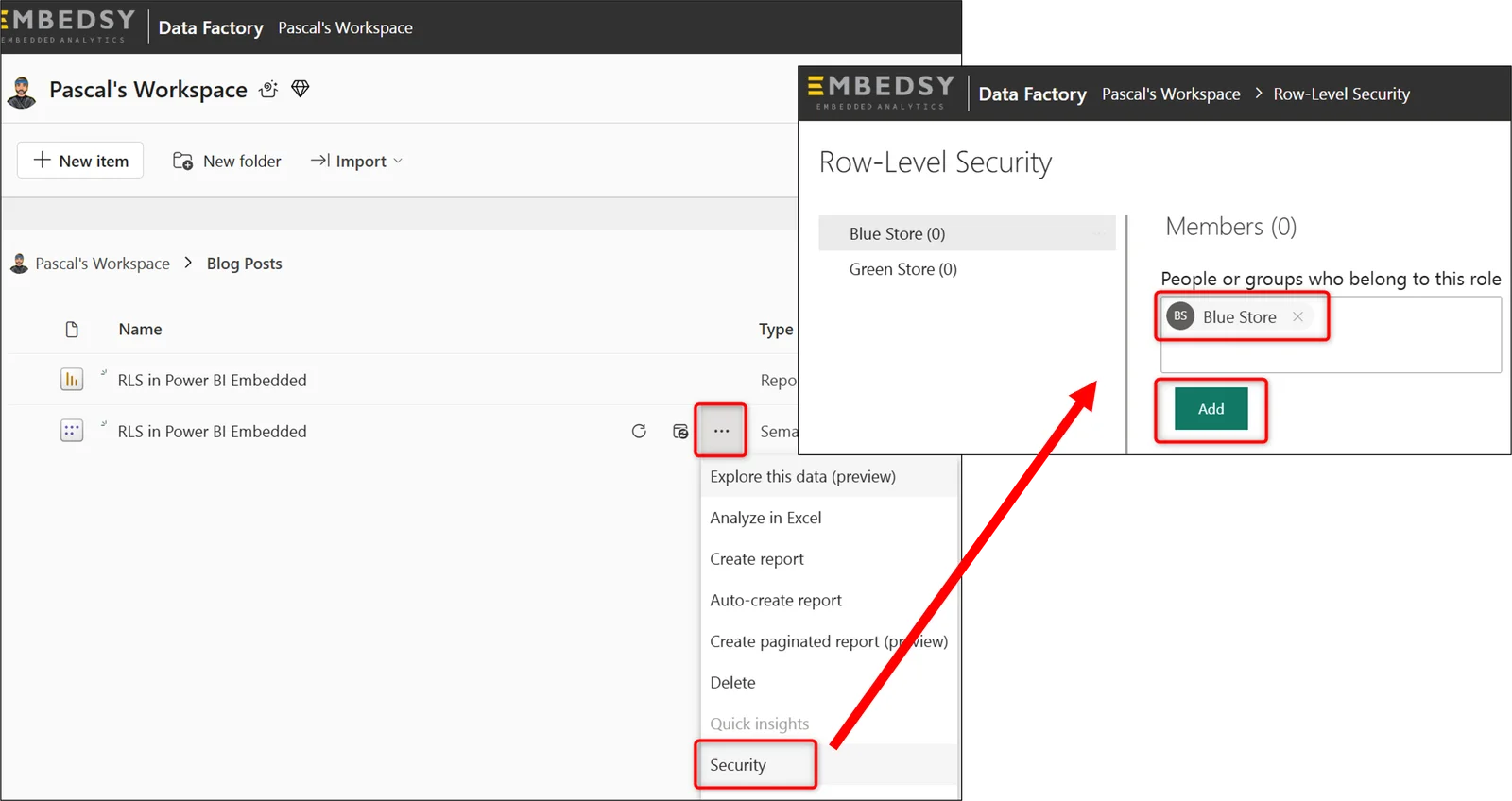 Assigning users and Entra security groups to RLS roles in the Power BI Service