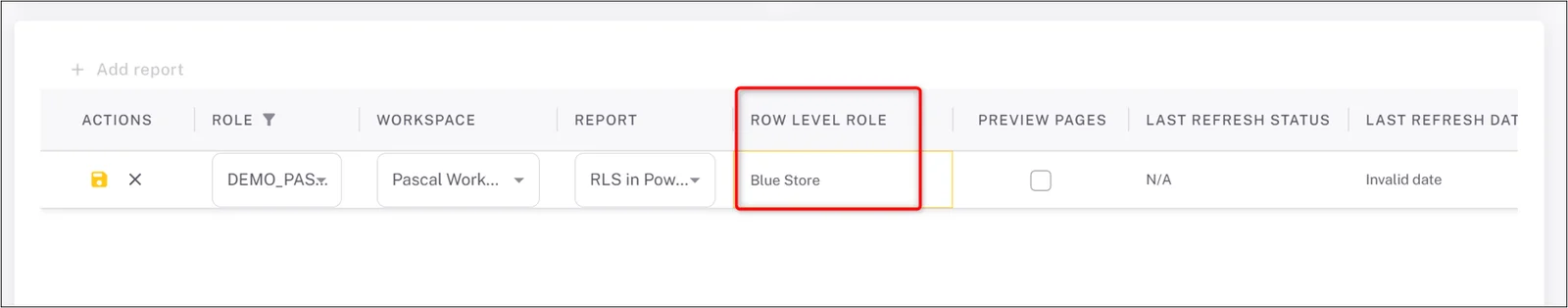Assigning an RLS role to a report in the Embedsy Portal