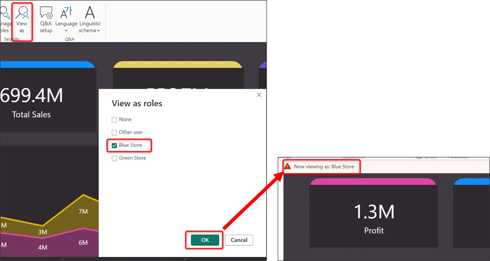 Testing an RLS role with the View as feature in Power BI Desktop